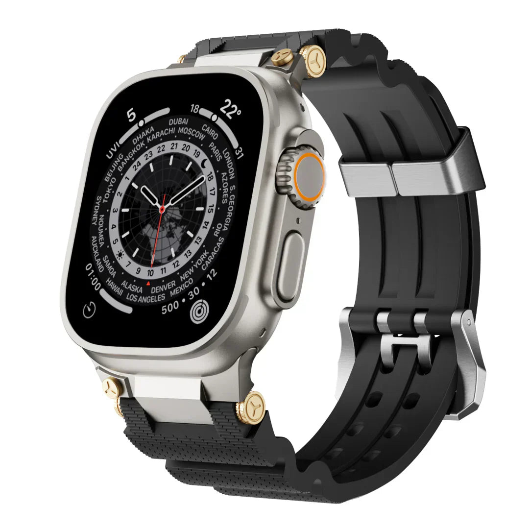 ArloGear Silicone Band With Mechanical-Style Design For Apple Watch