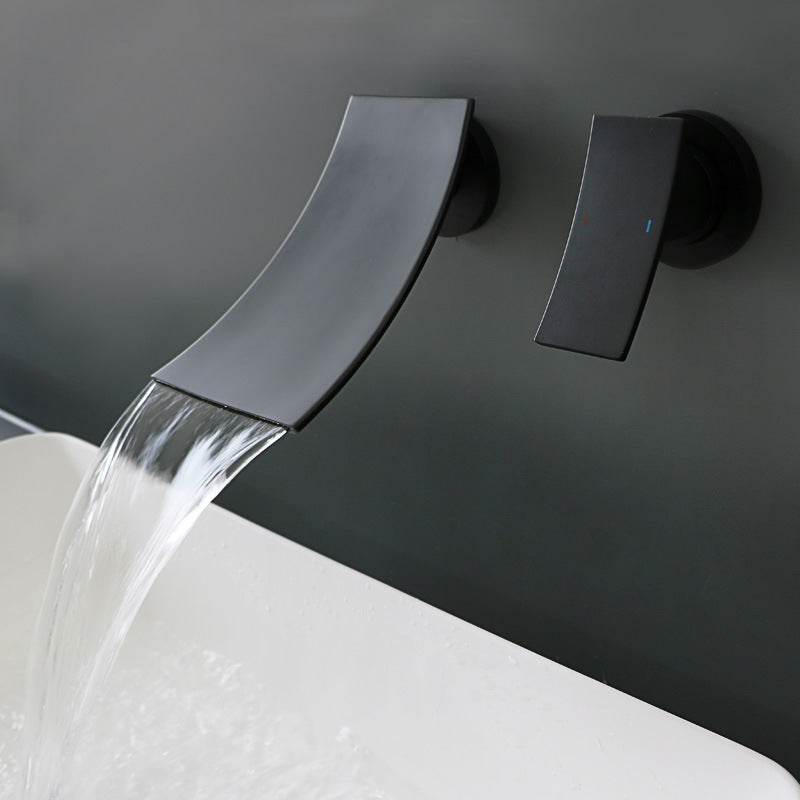 Single Lever Wall Mounted Waterfall Faucet For Bathroom Sink
