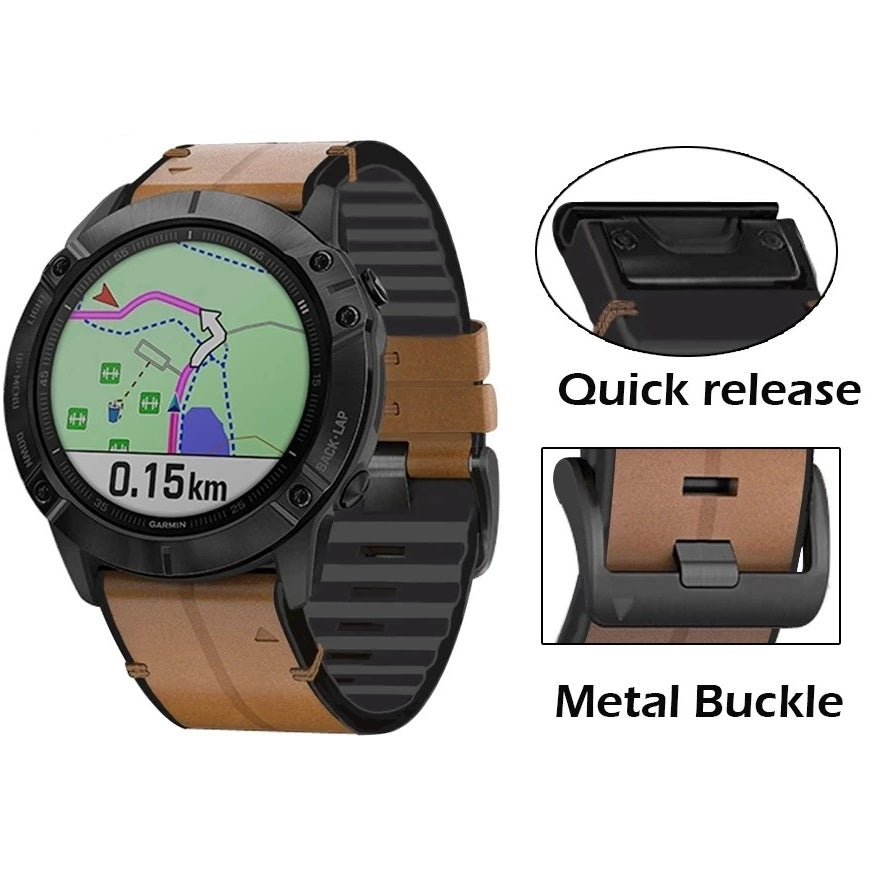 Averin läderarmband och silikon för Garmin Fenix 8 7X 7 5X 5 6