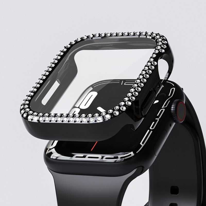 Apple Watch-etui med hærdet glas og rhinsten-detaljer