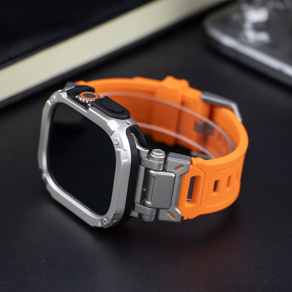 RavenTac 2'si 1 Arada TPU PC Kılıflı Fluoro Kauçuk Bant Apple Watch İçin