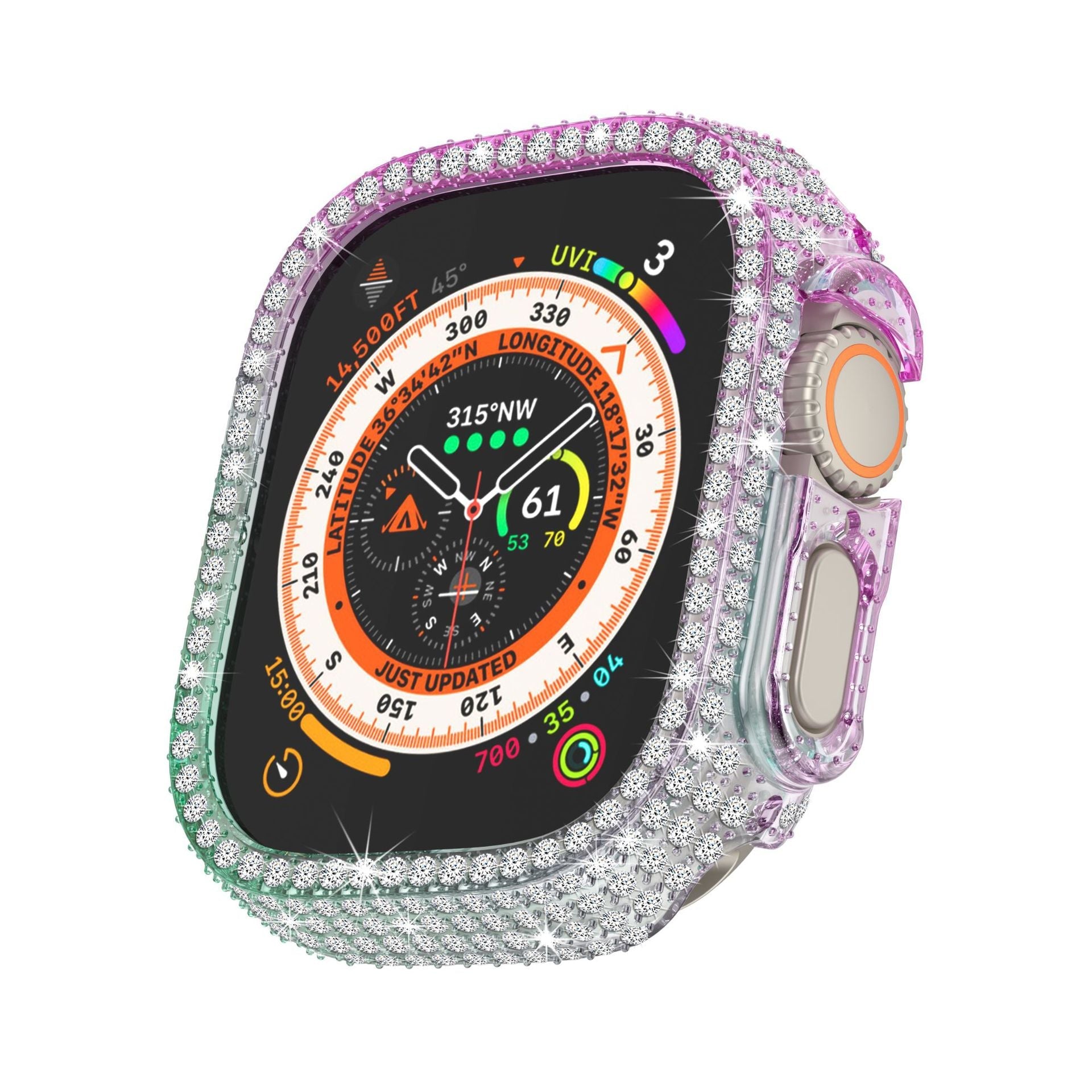 LuxeGuard Diamond Studded Full Coverage Apple Watch Case With Screen Protector