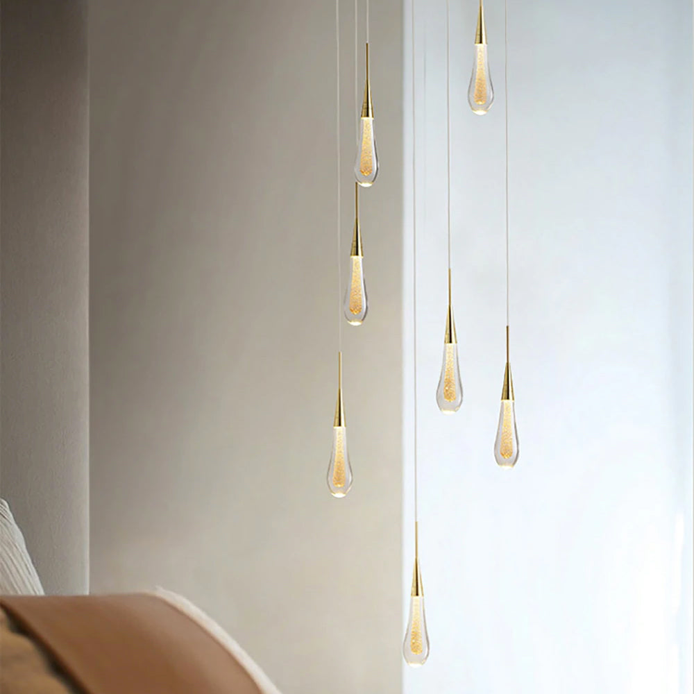 Lampada da soffitto Luneo DrizzleDrop con gocce LED morbide