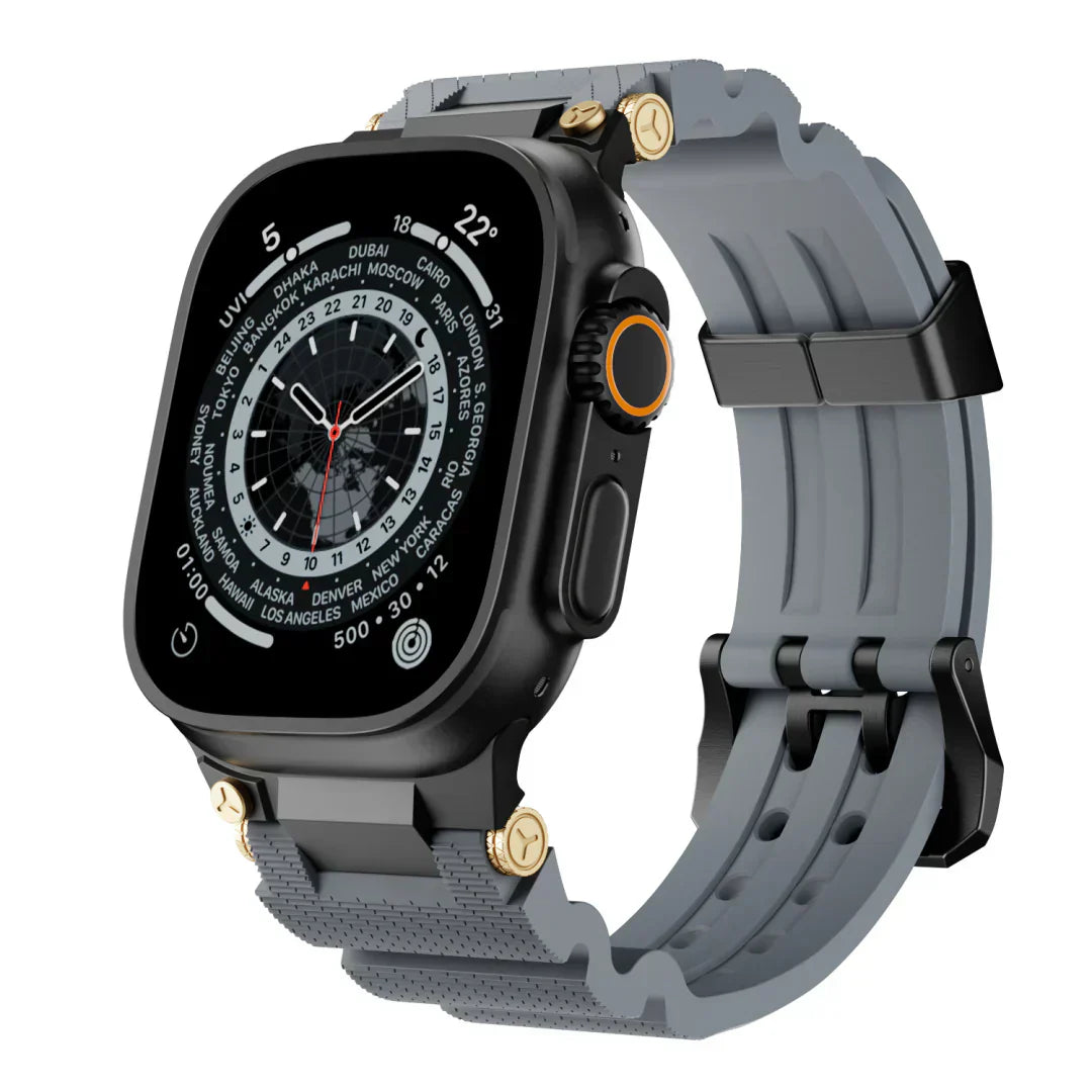 ArloGear Silicone Band With Mechanical-Style Design For Apple Watch