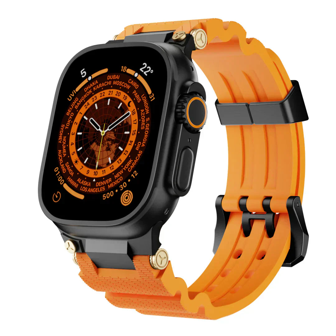 ArloGear Silicone Band With Mechanical-Style Design For Apple Watch