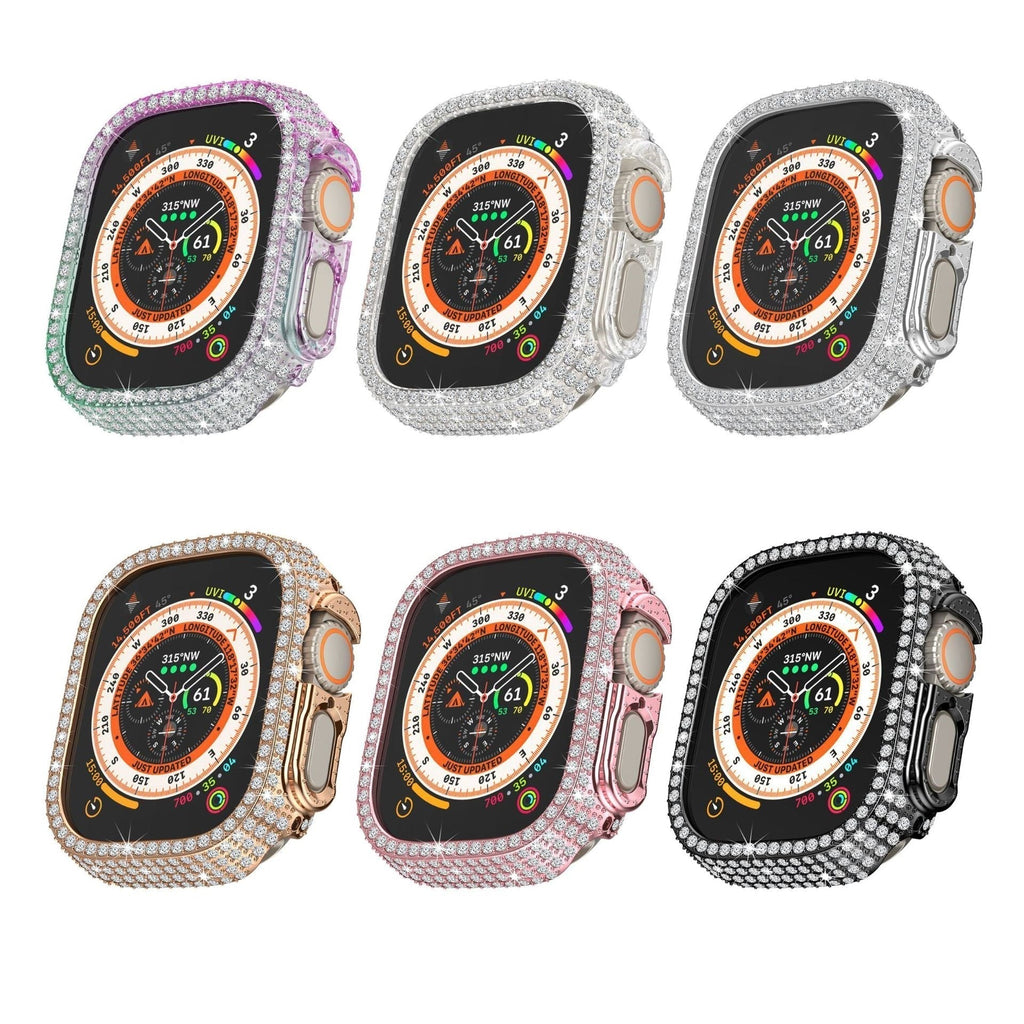 LuxeGuard Diamantbesetztes Vollschutz-Case für Apple Watch mit Displayschutzfolie