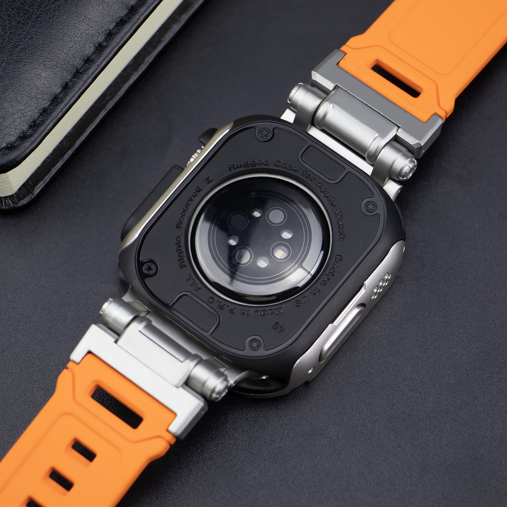 RavenTac 2'si 1 Arada TPU PC Kılıflı Fluoro Kauçuk Bant Apple Watch İçin