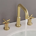 Three-Hole Waterfall Faucet With Brushed Gold Finish For Widespread Bathroom Sink