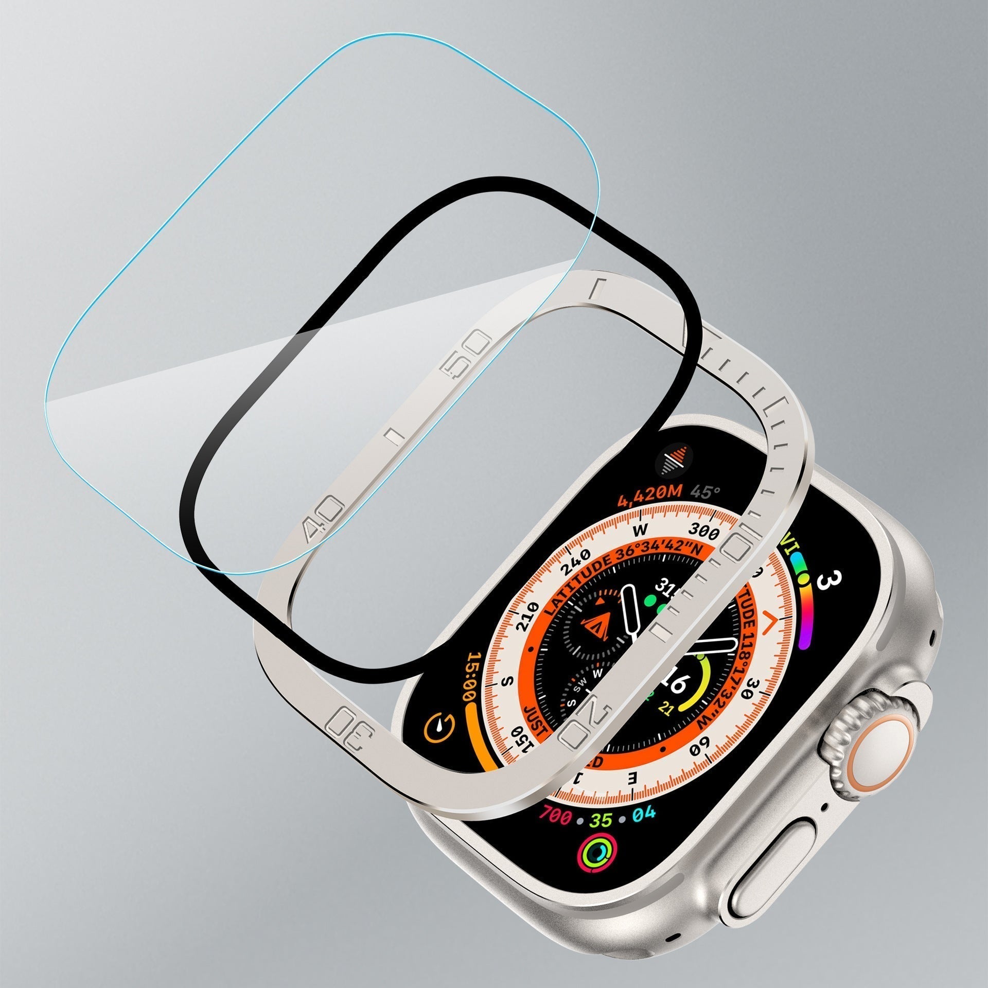 Vellon Vollflächiger gehärteter Glas-Schutz für Apple Watch Ultra 2 und Ultra