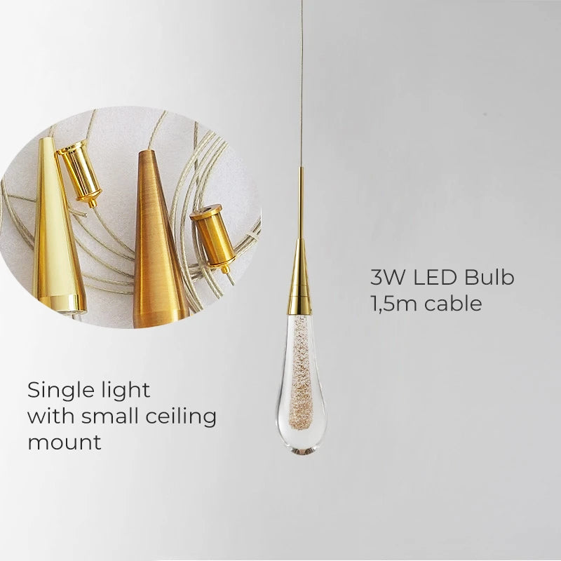Lampada da soffitto Luneo DrizzleDrop con gocce LED morbide