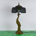 Aurena Tiffany-stil bordlampe med kuppelskjerm i flerfarget glass