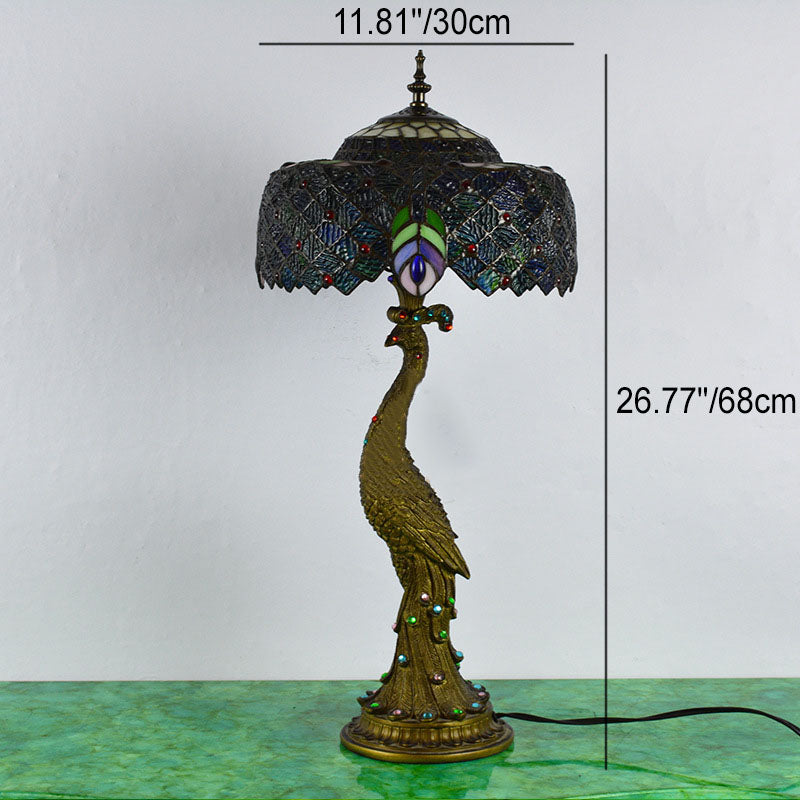 Aurena Tiffany-Style Table Lamp With Dome Shade Of Multicolor Glass