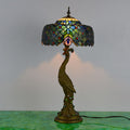 Aurena Tiffany-stil bordlampe med kuppelskjerm i flerfarget glass