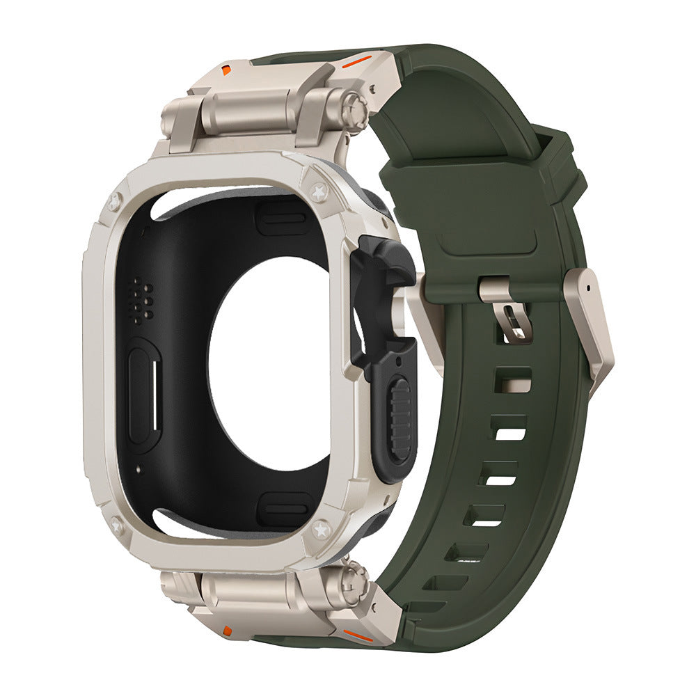 RavenTac Fluoro Rubber Band With 2-In-1 TPU PC Case For Apple Watch
