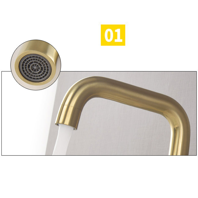Three-Hole Waterfall Faucet With Brushed Gold Finish For Widespread Bathroom Sink