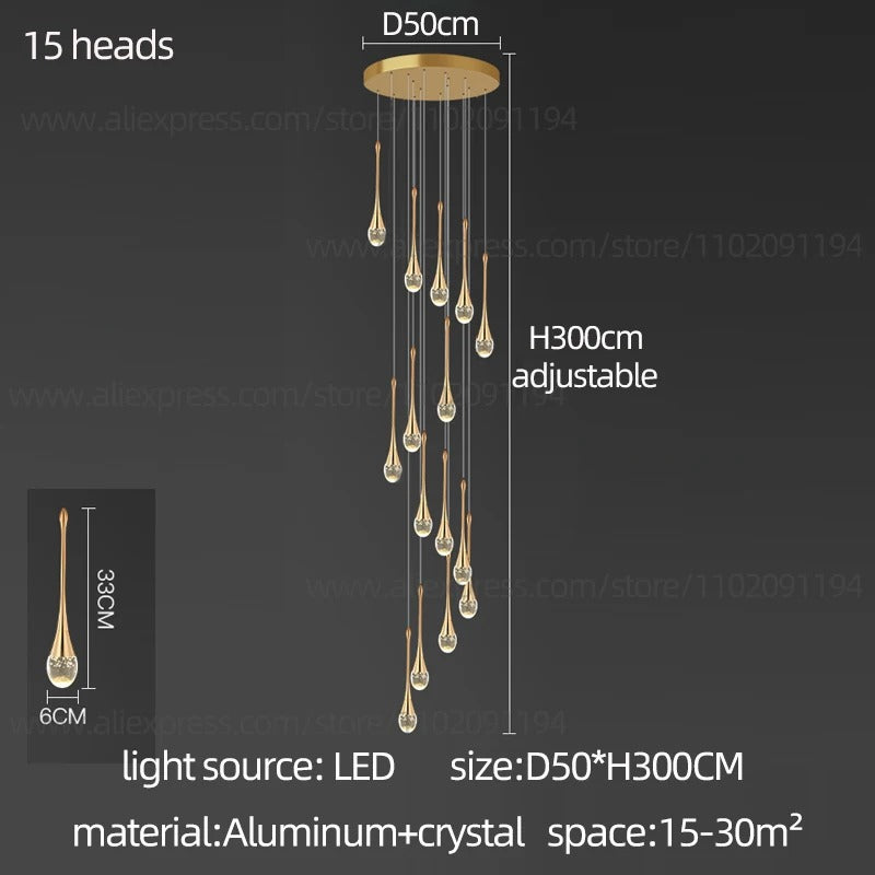 Gilded Teardrop Ceiling Light For Living Areas Home Use
