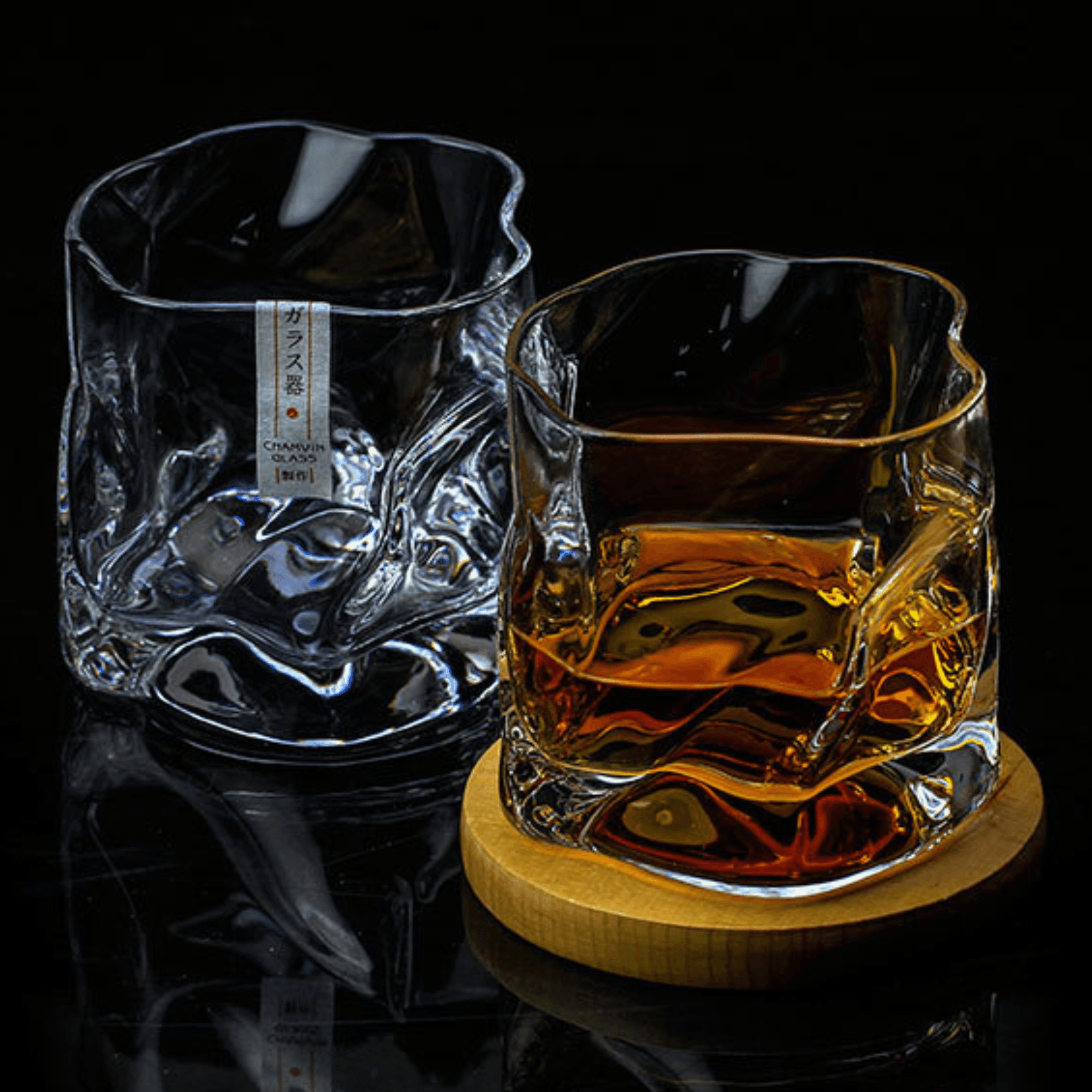Verre à whisky Astra Kiriko avec motif froissé de l'artisanat Edo