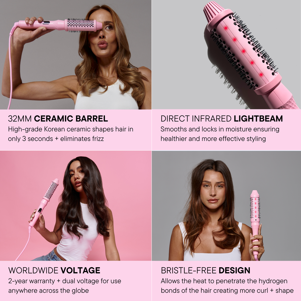 Brosse ronde céramique infrarouge avec écran LCD pour boucles brillantes et volumineuses
