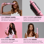 Brosse ronde céramique infrarouge avec écran LCD pour boucles brillantes et volumineuses