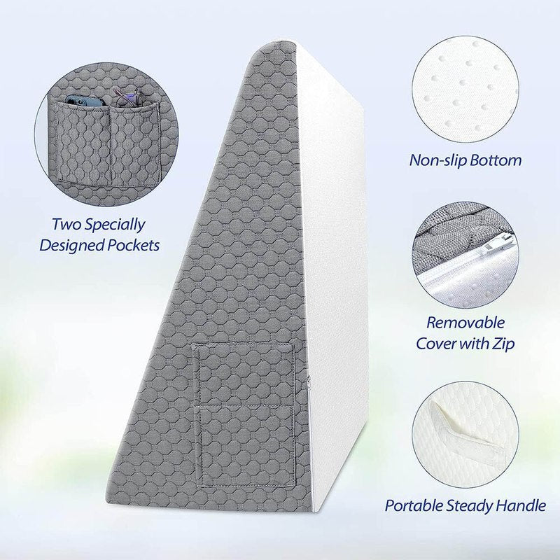OrthoRise Wedge Pillow With Memory Foam For Upright Comfort