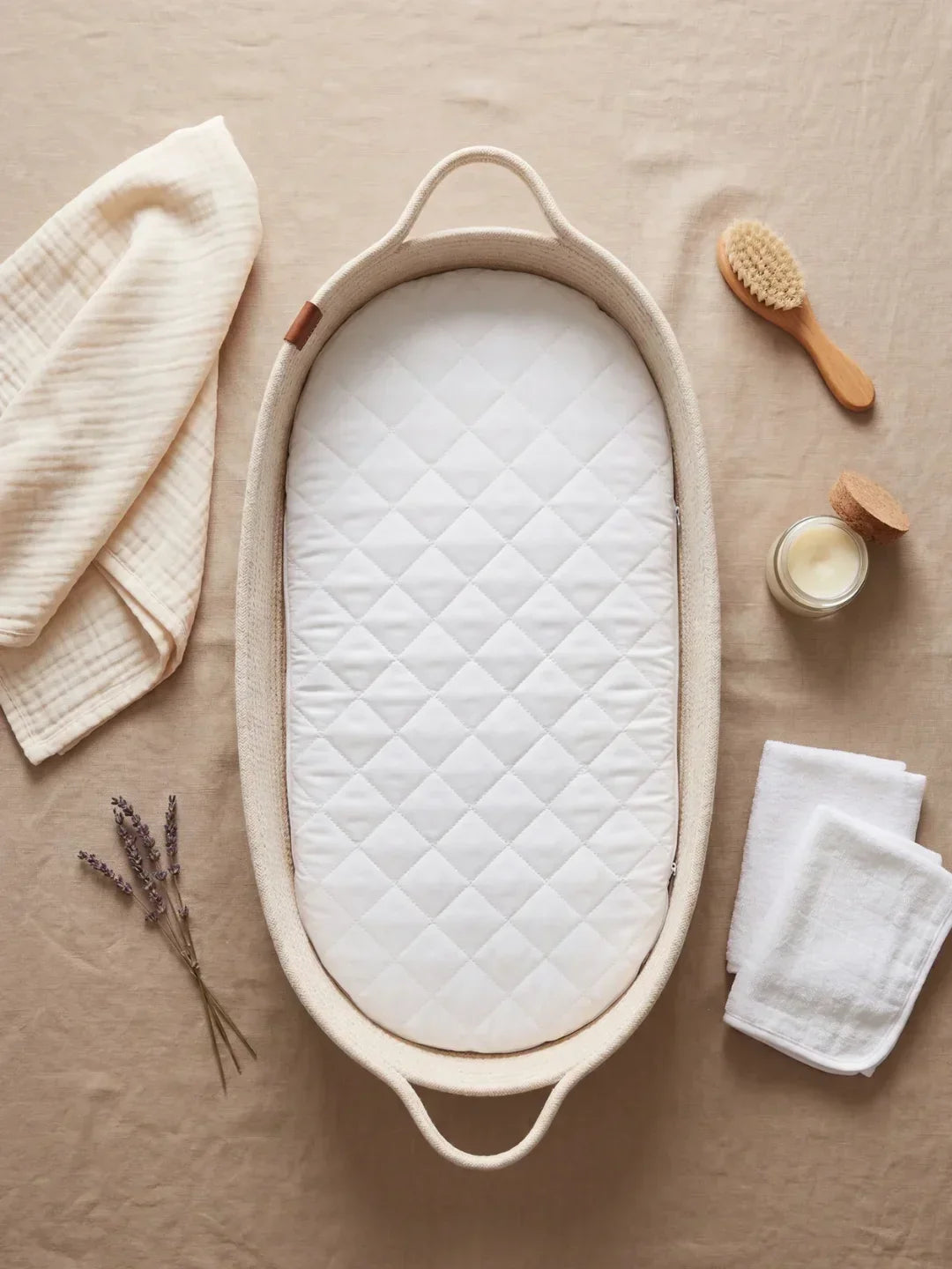 Portable Cotton Rope Baby Changing Basket with Pad