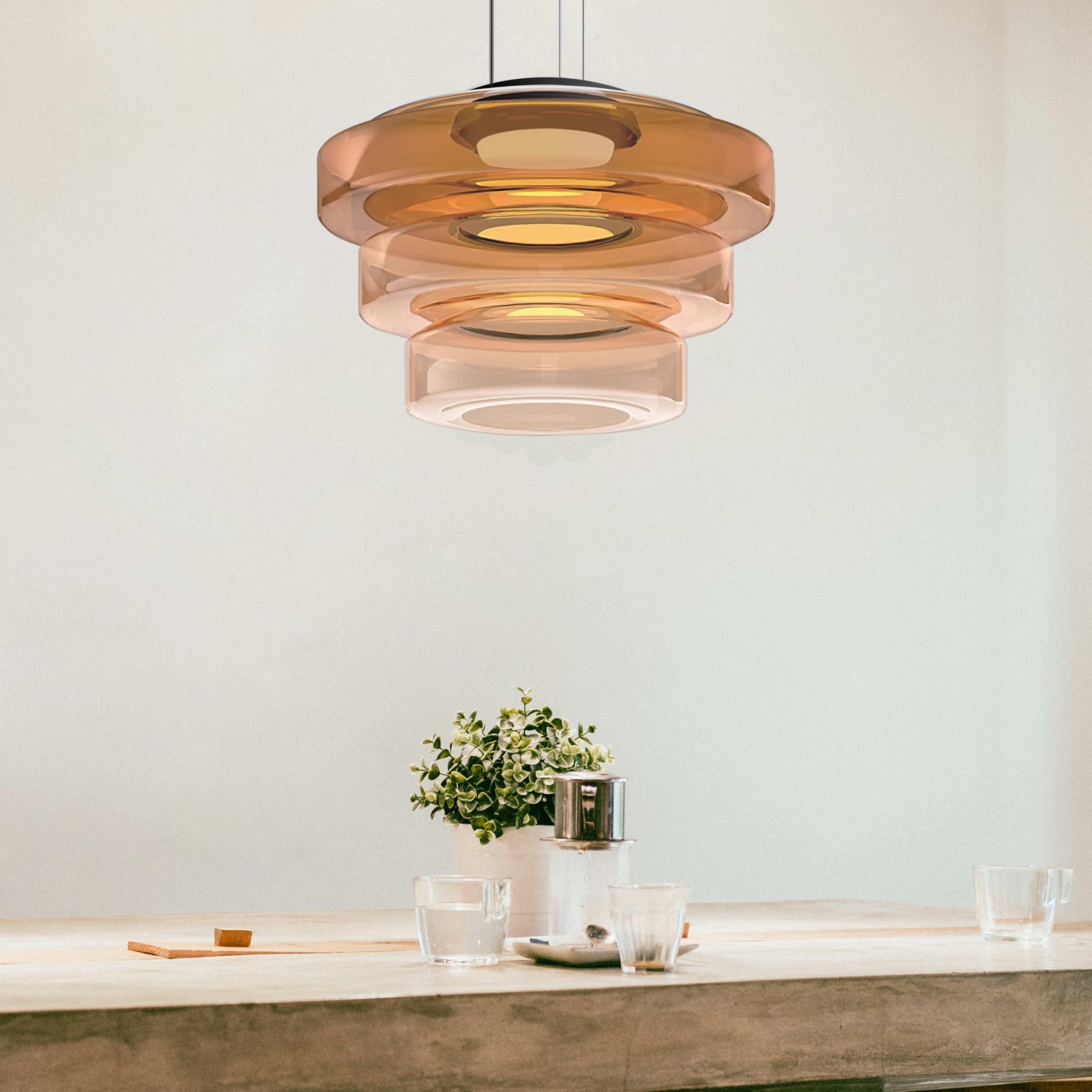 Asteron Pendant Light With Glass Ceiling Lamp In Bauhaus Style