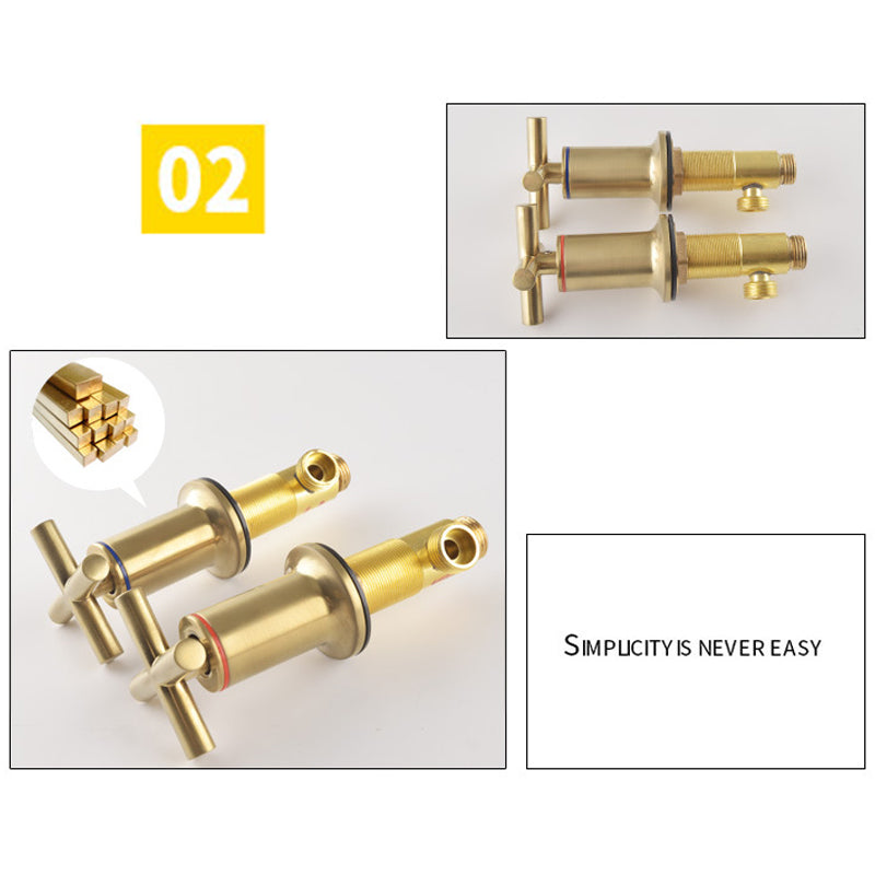 Three-Hole Waterfall Faucet With Brushed Gold Finish For Widespread Bathroom Sink