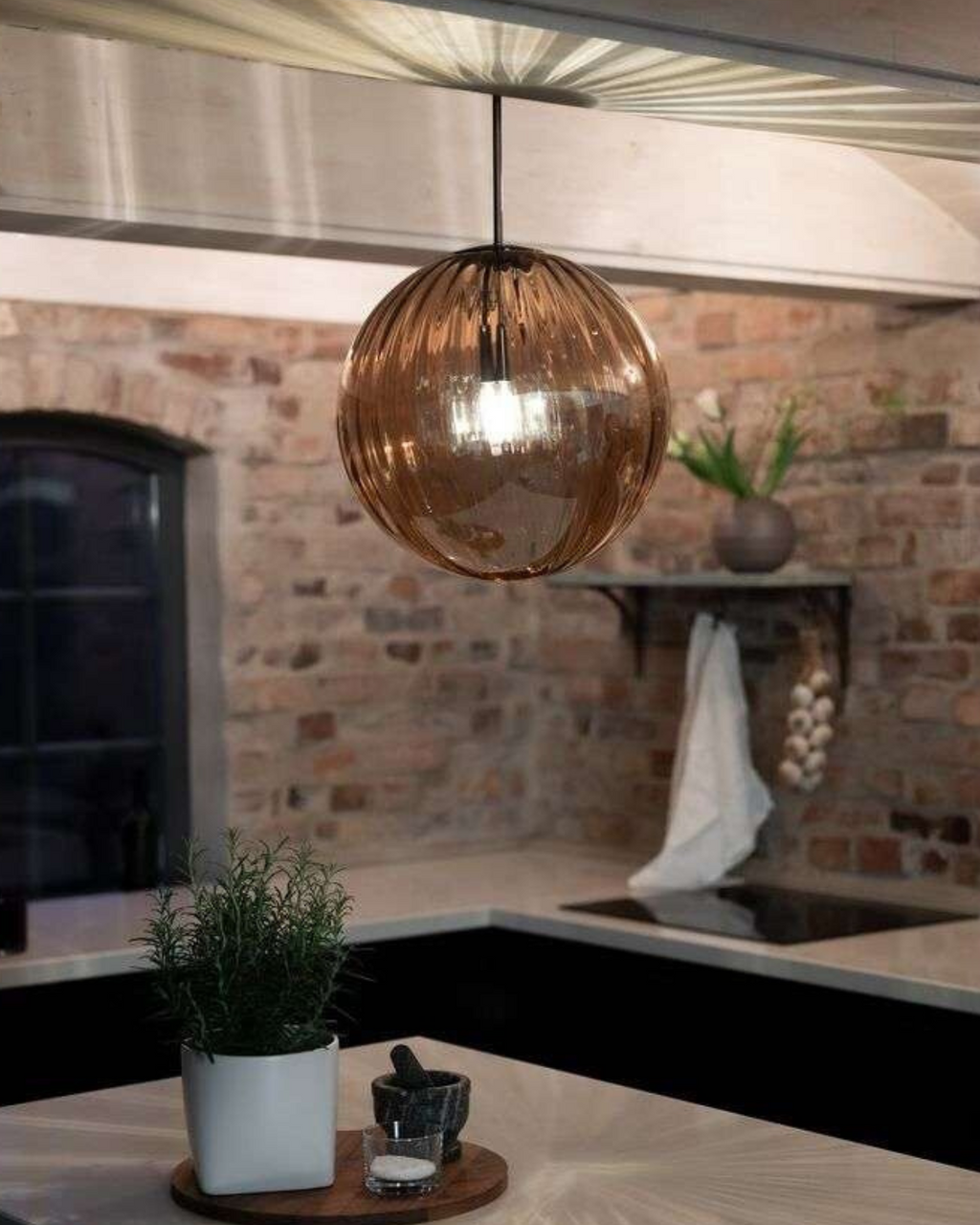 VeraLux Amber Glass Light With Subtle Vintage Glow For Any Ceiling