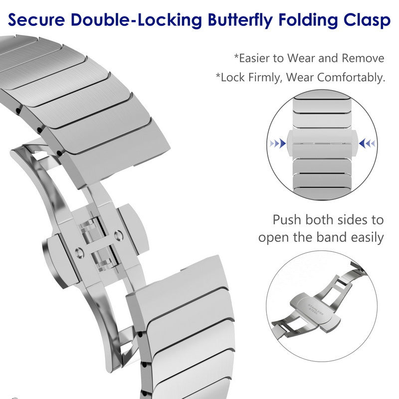 Butterfly Clasp Stainless Steel Band For Samsung Galaxy Watch 4 5 6 7 Pro