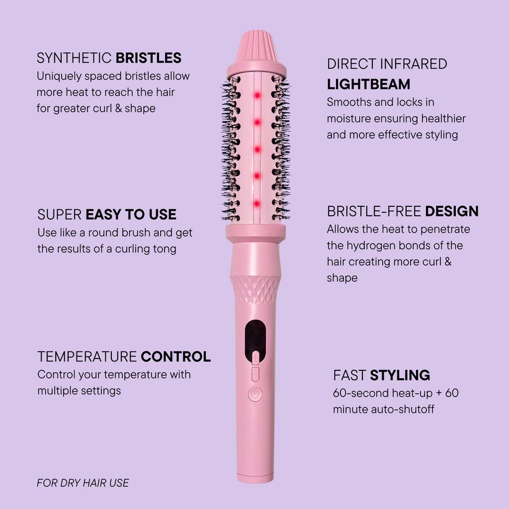 Brosse ronde céramique infrarouge avec écran LCD pour boucles brillantes et volumineuses