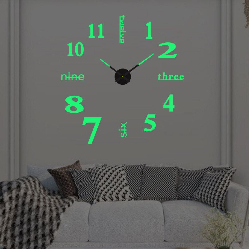 Orologio da parete moderno Luminor nero con movimento al quarzo