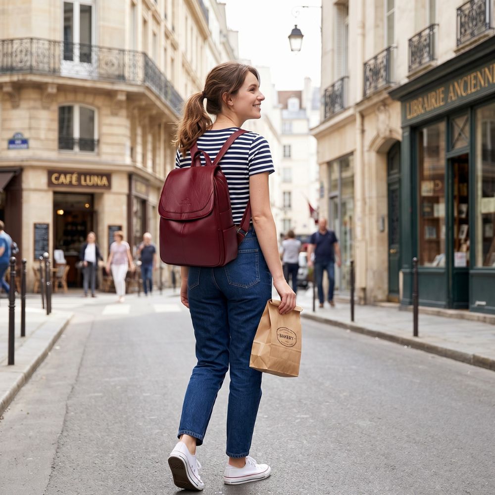 Rucsac elegant din piele pentru femei, cu compartimente, accesoriu șic pentru zi cu zi și la serviciu