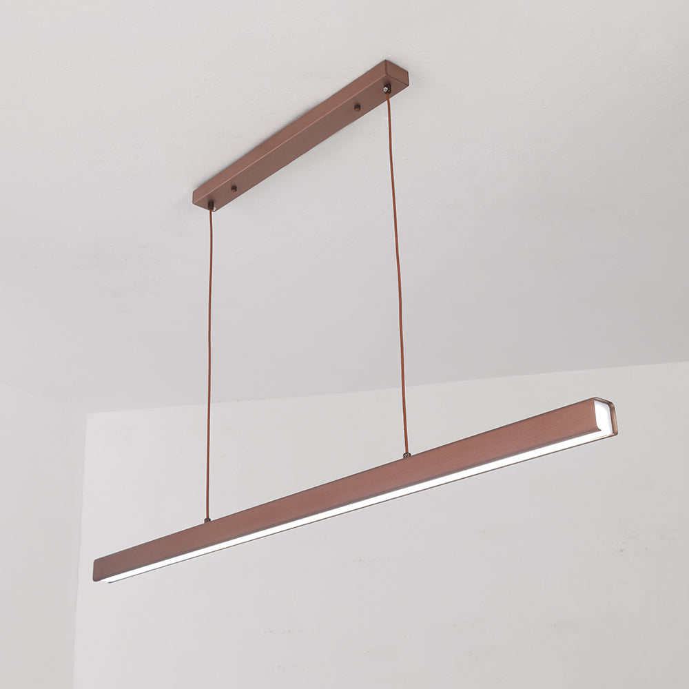 Lámpara colgante lineal metálica Nexis negra y marrón, luz LED