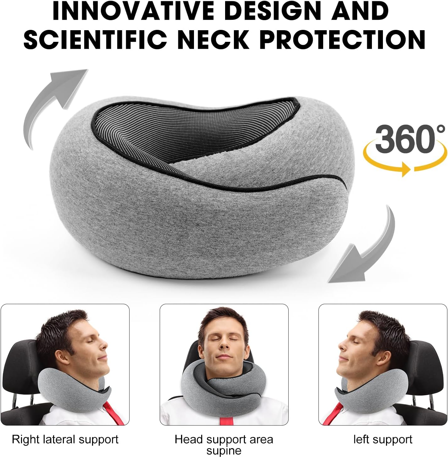 Ergonomický cestovní polštář na krk z paměťové pěny pro lety a cesty autem