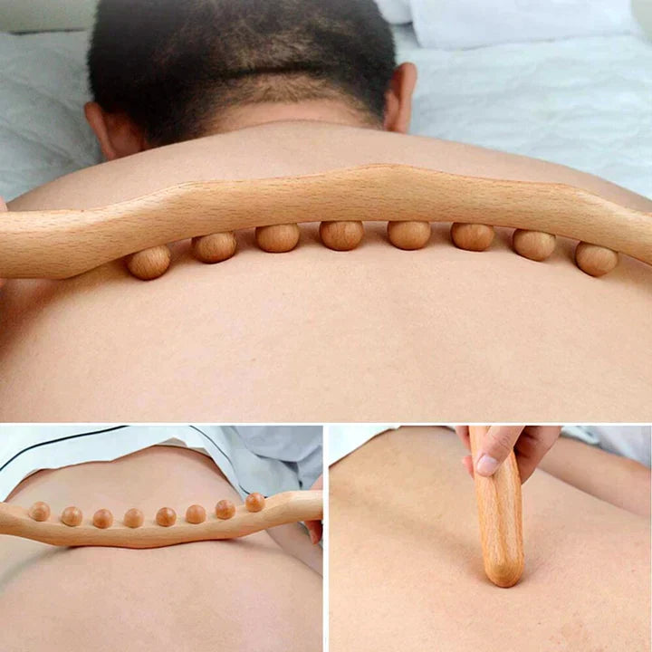 Avela Round Beech Wood Massage Scraper Handheld Home Tool