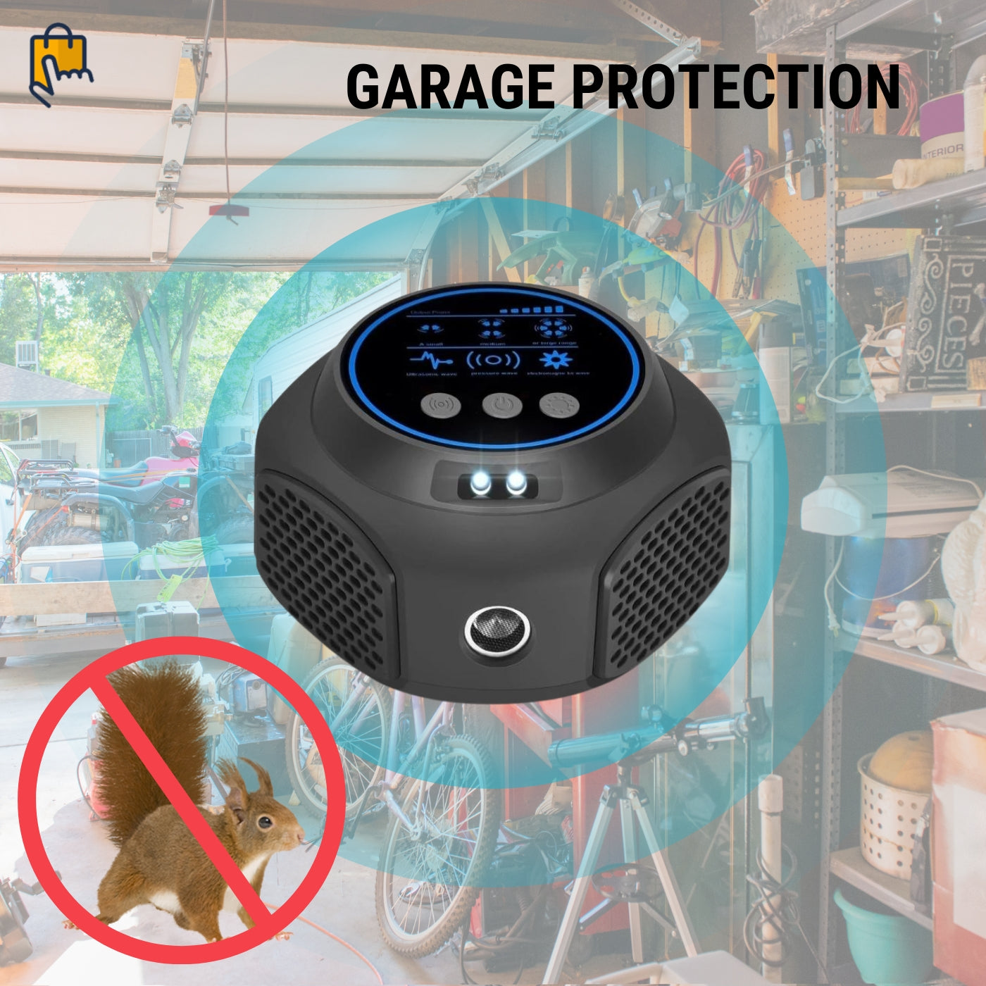 NexaGuard Dispozitiv Ultrasonic pentru Îndepărtarea Veverițelor de Interior cu Acoperire Ultrasonică Completă Pe Toate Părțile