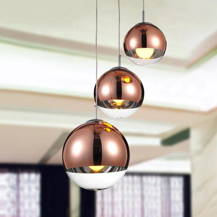 LumaOrb Stříbrný akcent Závěsná lampa s koulemi z čirého skla