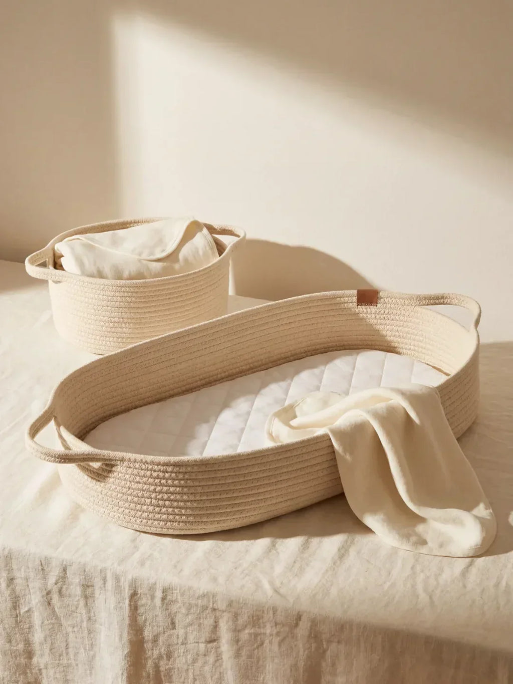 Portable Cotton Rope Baby Changing Basket with Pad