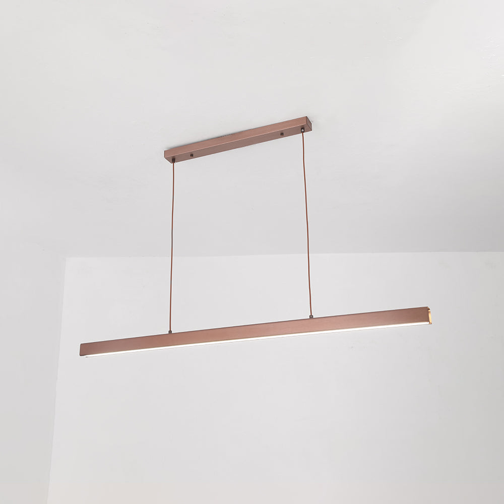 Lámpara colgante lineal metálica Nexis negra y marrón, luz LED