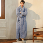 CozyFlannel Winter Robe With Belt And Fold Down Collar