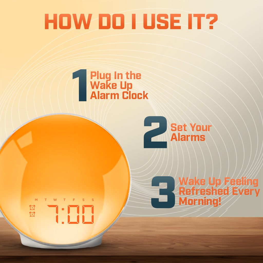 LumaRise LED Clock With Snooze And Natural Light For Bedrooms