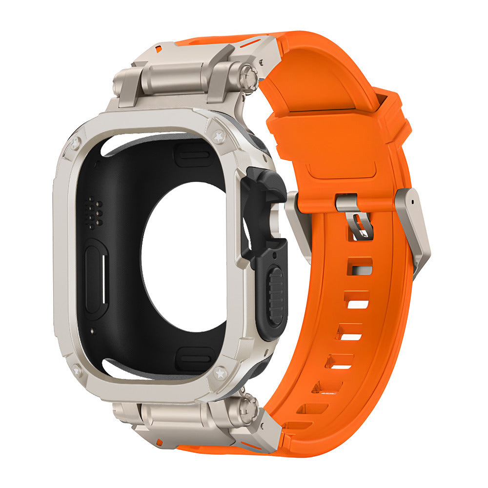RavenTac Fluoro Rubber Band With 2-In-1 TPU PC Case For Apple Watch