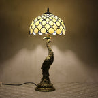 Aurena Tiffany-stil bordlampe med kuppelskjerm i flerfarget glass