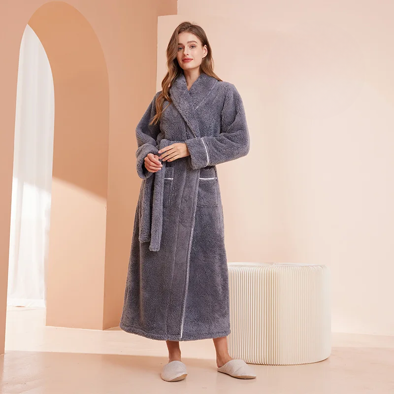 LumaWool Erkek Bornozu Kalın Flanel Günlük Sıcaklık İçin