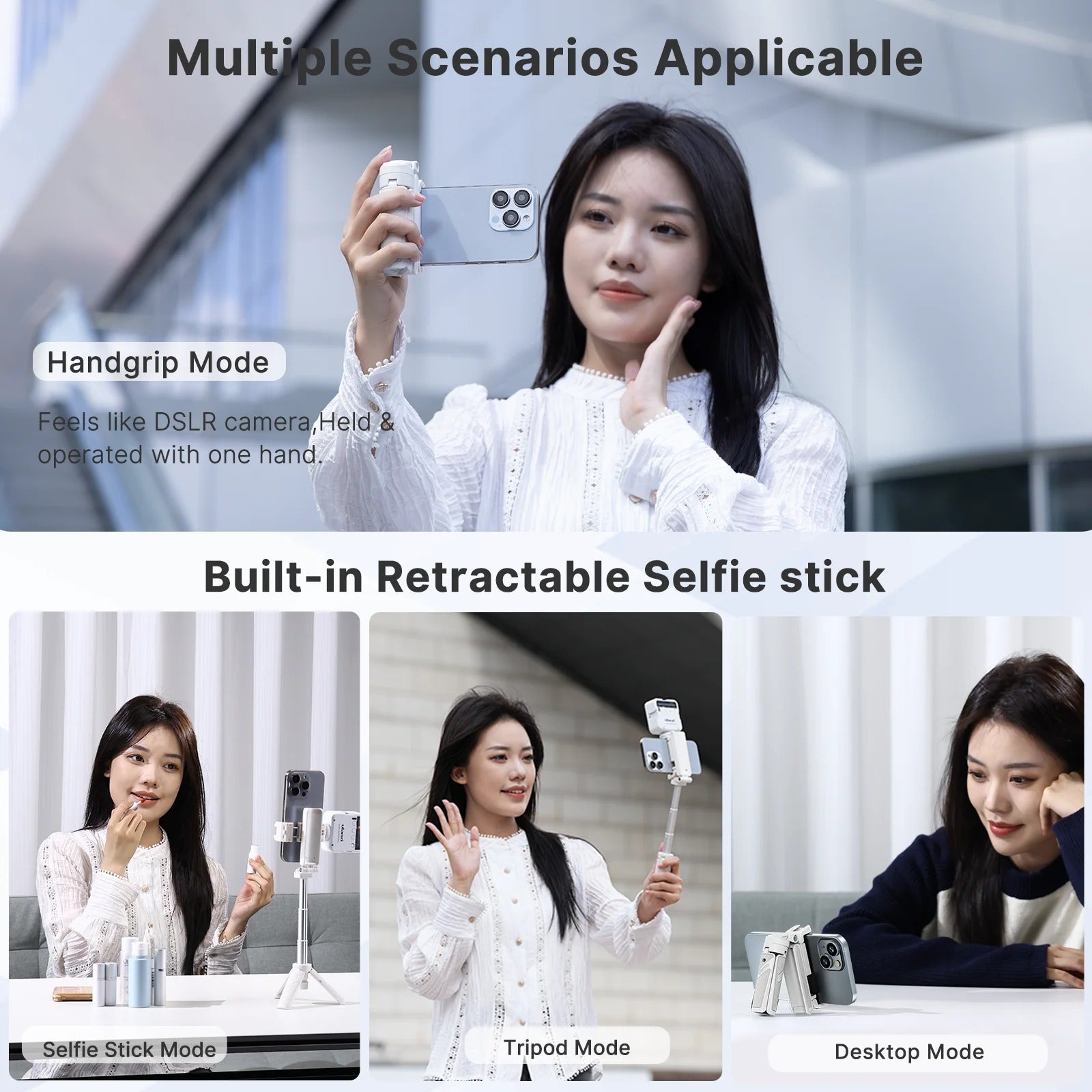 Travelers 4-sektions selfiepinne med stativ och Bluetooth