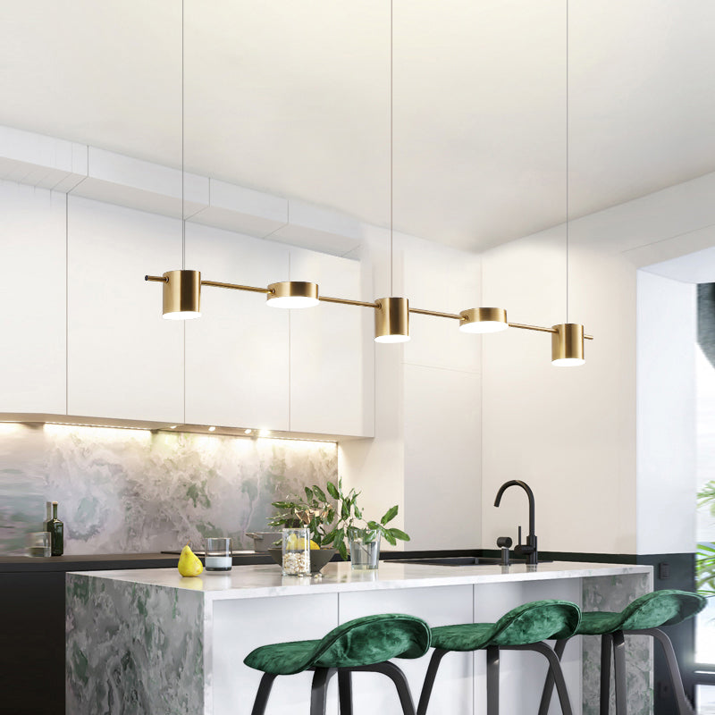 Lyria Trommel-Pendelleuchte, Licht in Schwarz-Gold-Finish, 3 bis 5 Lichter