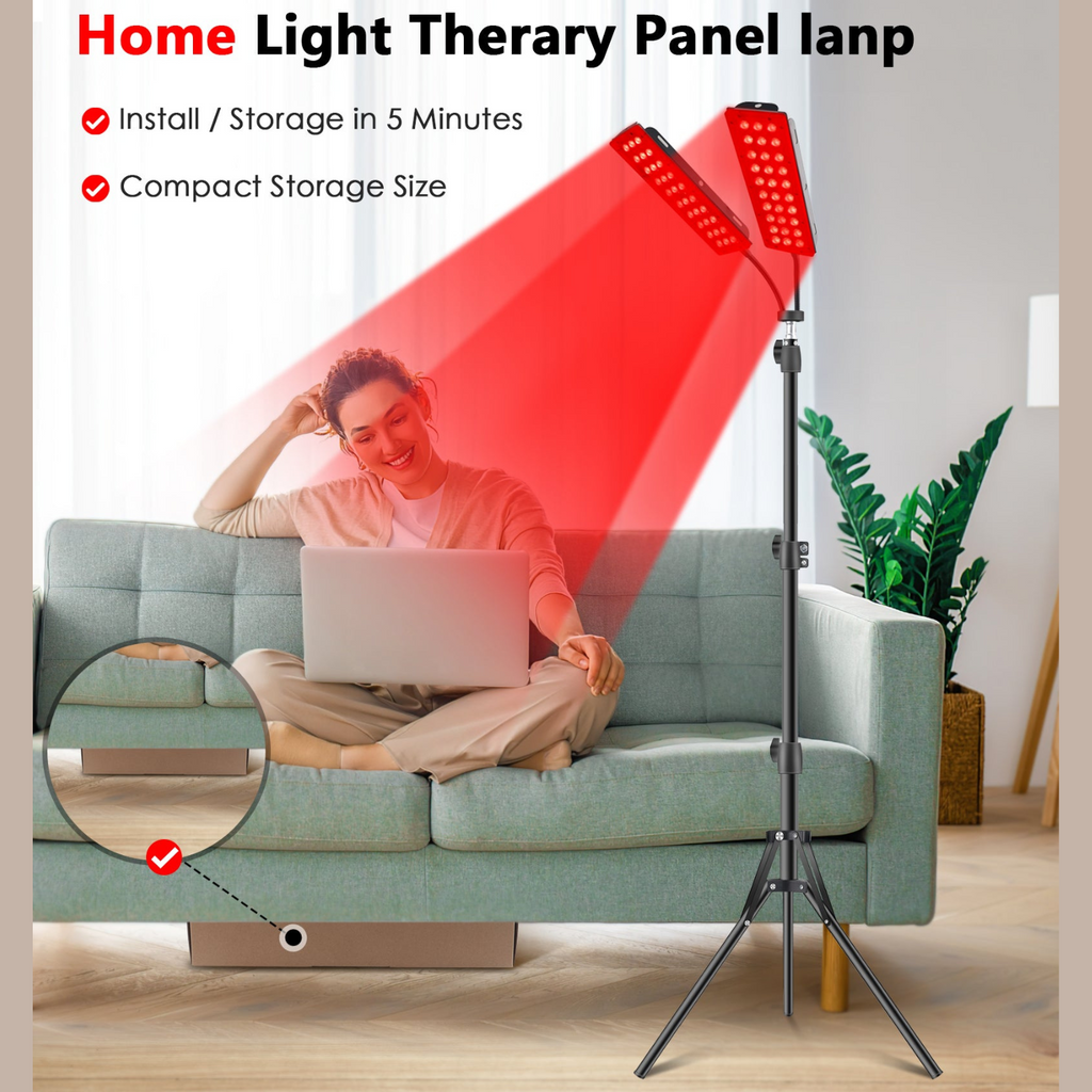 1H Dual Head Red Light Stand For Home Use And Wellness