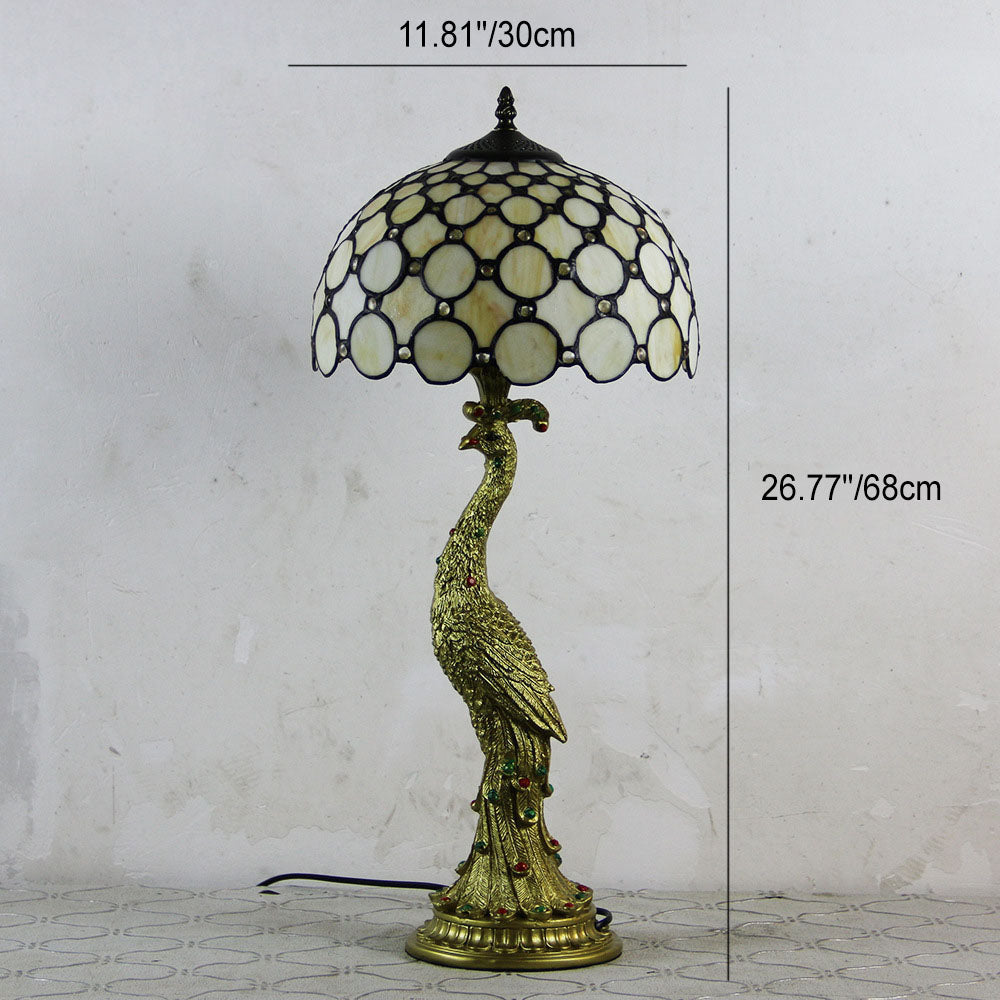 Aurena Tiffany-stil bordlampe med kuppelskjerm i flerfarget glass