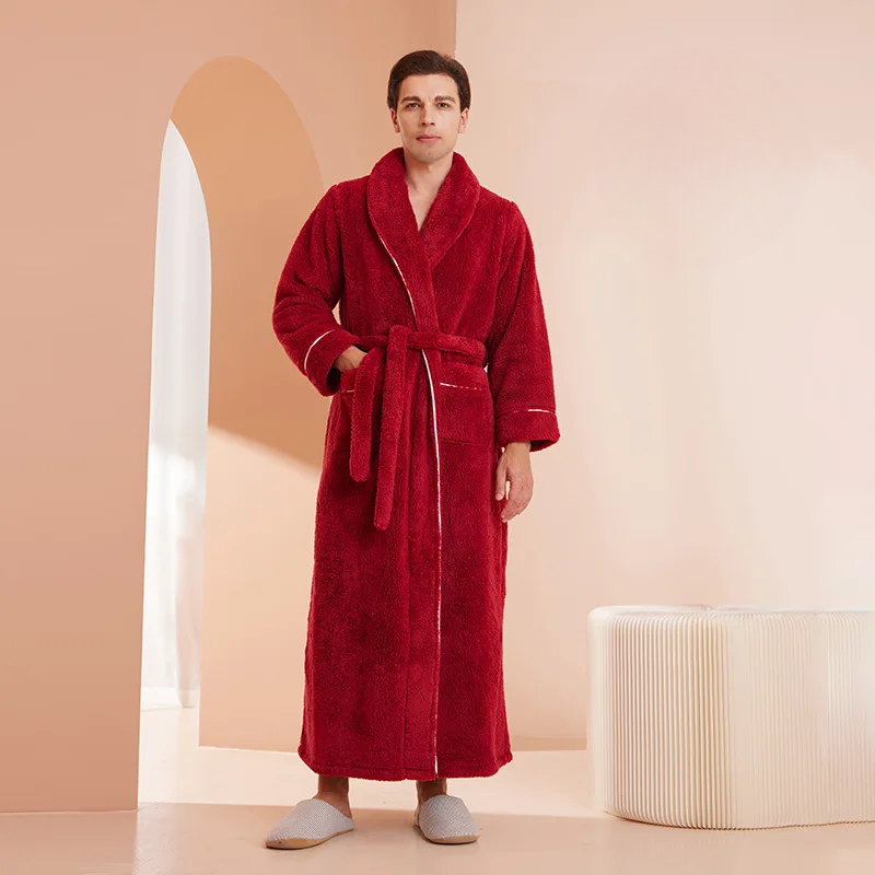 LumaWool Erkek Bornozu Kalın Flanel Günlük Sıcaklık İçin