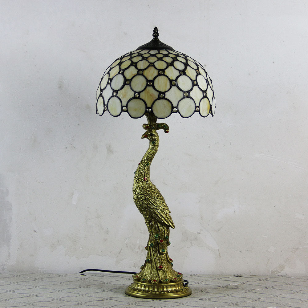 Aurena Tiffany-stil bordlampe med kuppelskjerm i flerfarget glass